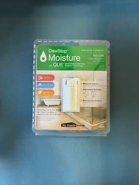 DewStop HS-C00-W7 Smart Bathroom Fan Control with Moisture Sensor, White